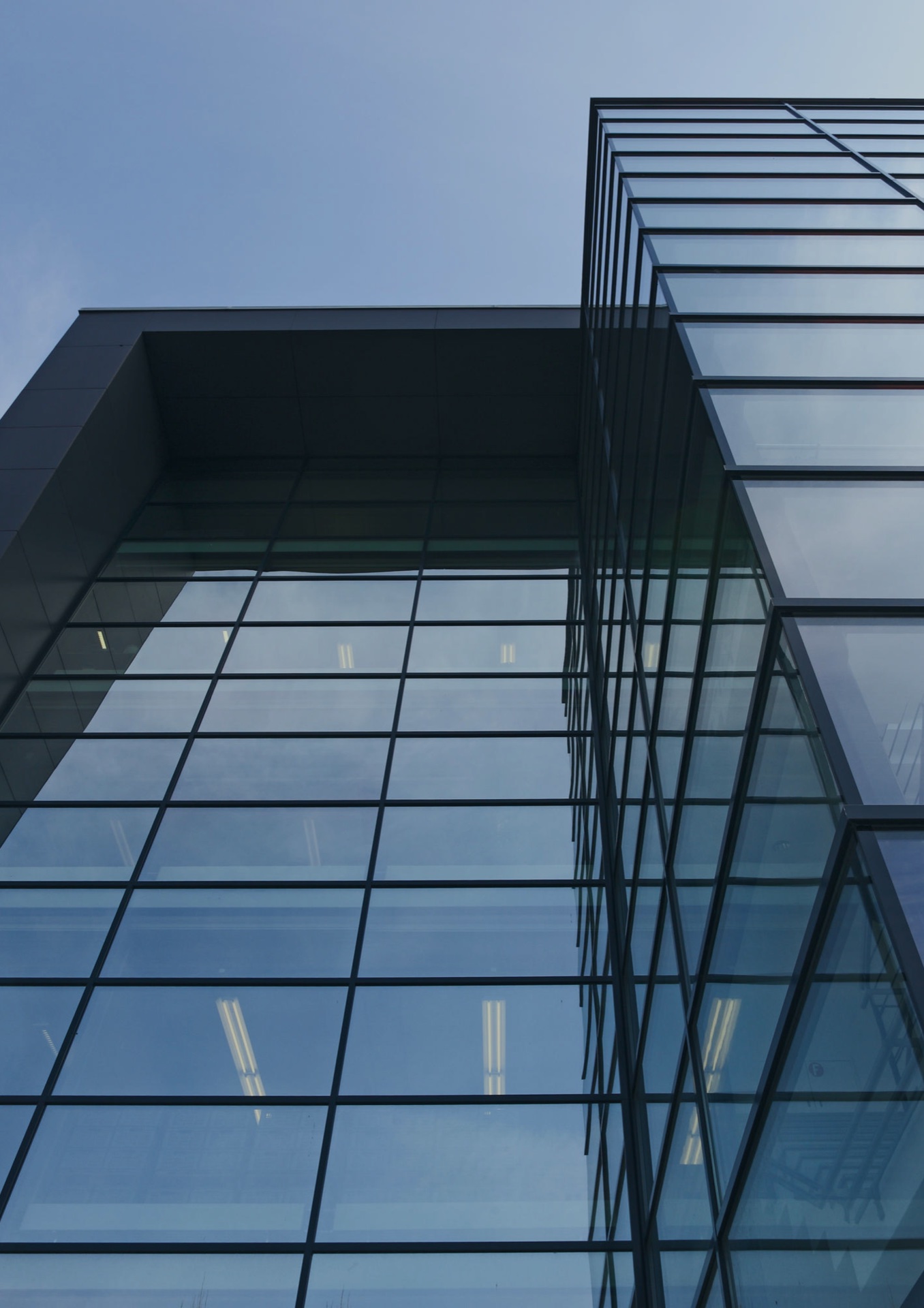 Modern glass curtain wall on an office building