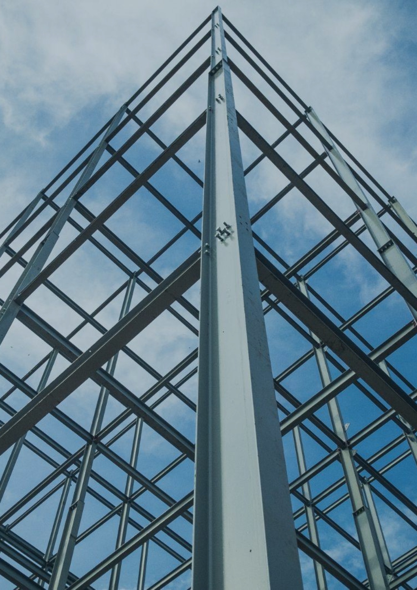 Steel-frame structure against the sky